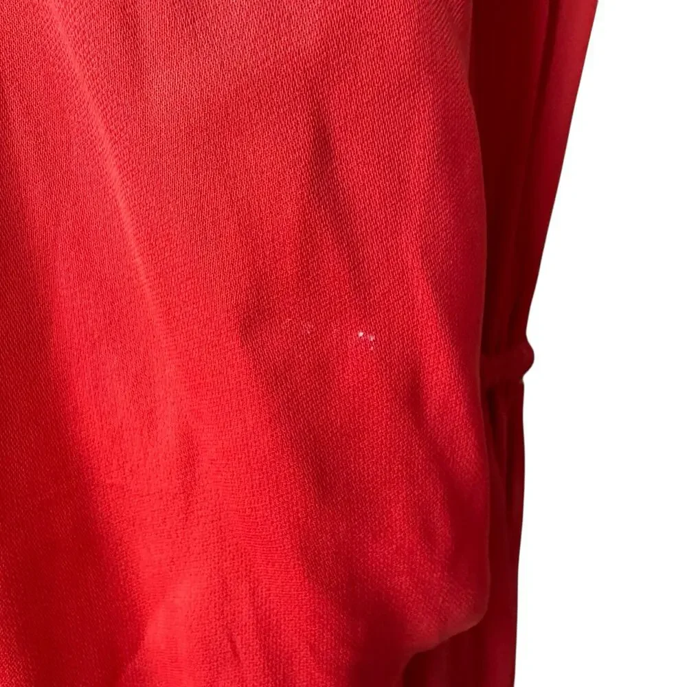 TIBI Red Gathered Adjustable Wasit crepe midi dress Red Medium